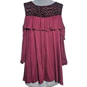 Burgendy Open Shoulder Top Size Large